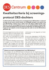 Kwaliteitscriteria screeningsprotocol DES-dochters Kwaliteitscriteria screeningsprotocol DES-dochters